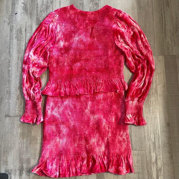 LoveShackFancy Evan Shirred Ruffle Mini Dress size Large - Picture 15 of 16